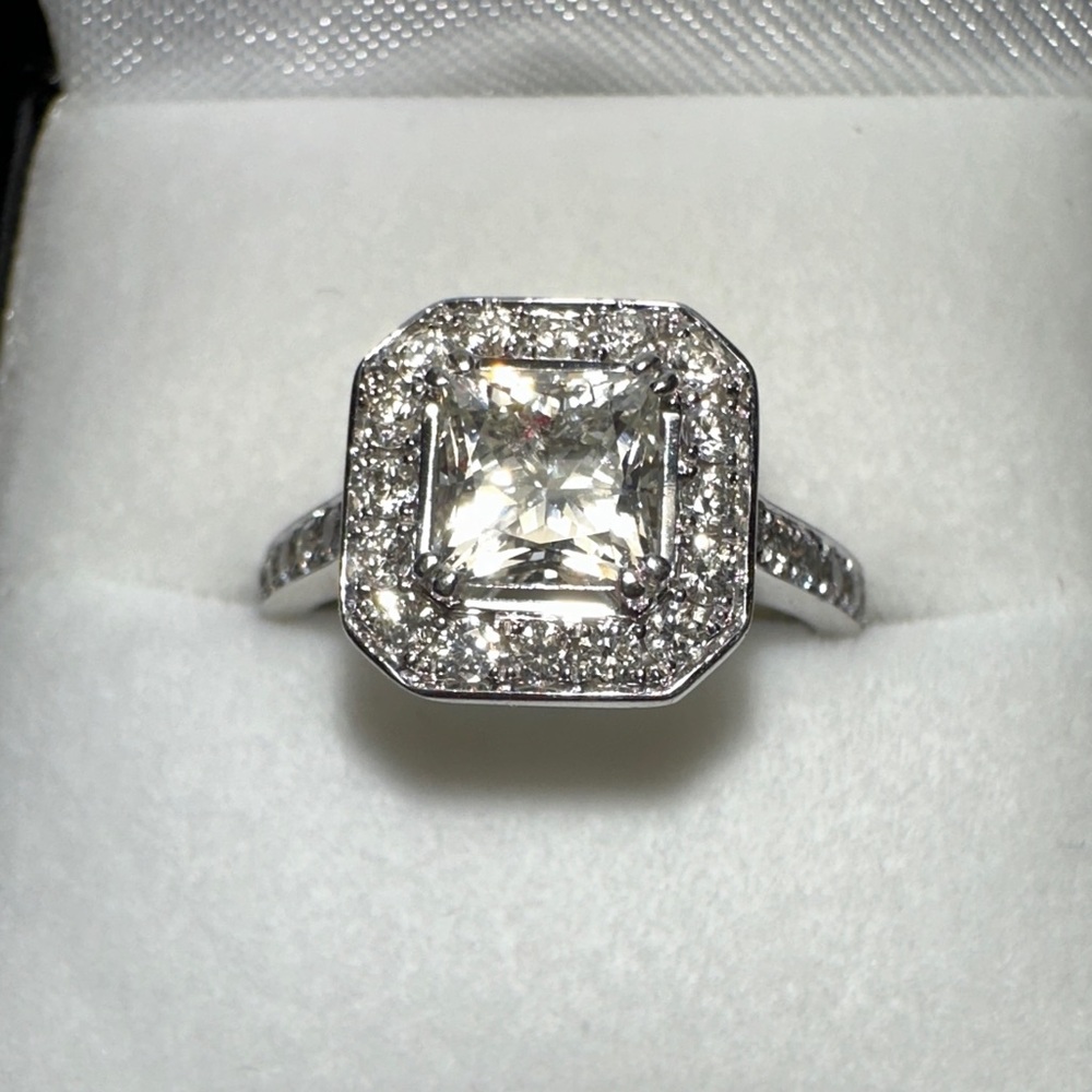 “PRICE FIRM”💎Canadian Rocks 1.31ctw Cushion Halo Natural Diamond Ring 14K WG